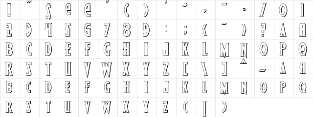 Wolf's Bane Bold Shadow Bold Shadow  glyph index