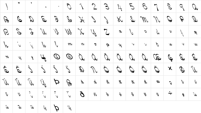 FZ SCRIPT 21 LEFTY Normal  glyph index