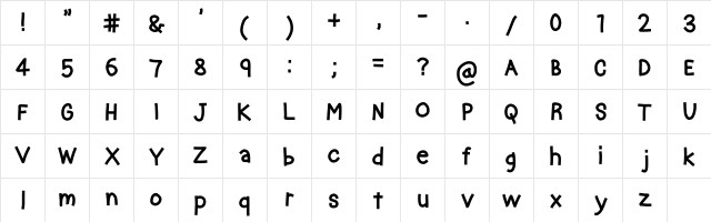 crayon kids Medium  glyph index