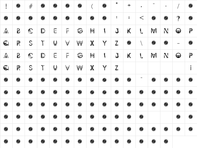 ZILAP GEOMETRIK Regular  glyph index