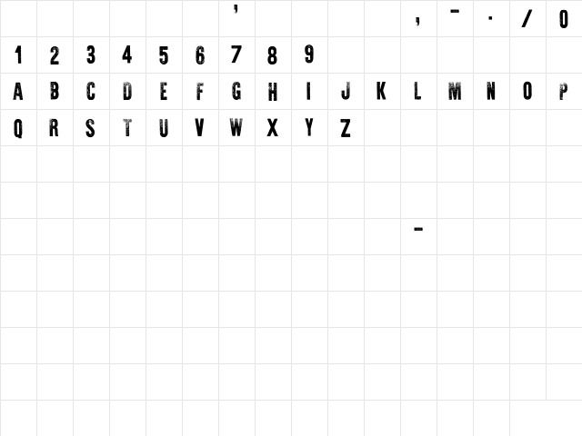 War is Over Regular  glyph index