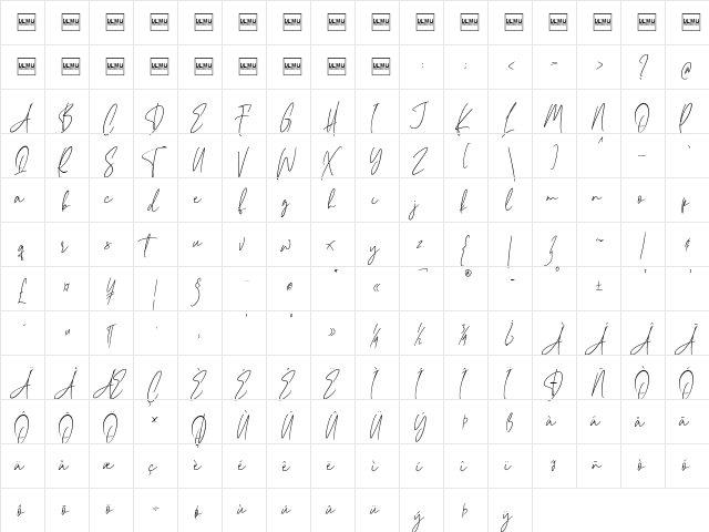 Cherrydorry Regular  glyph index