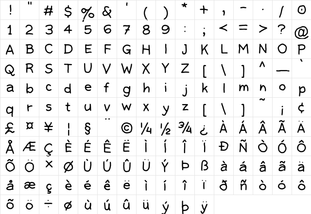 Guacamole Quickstep Regular  glyph index