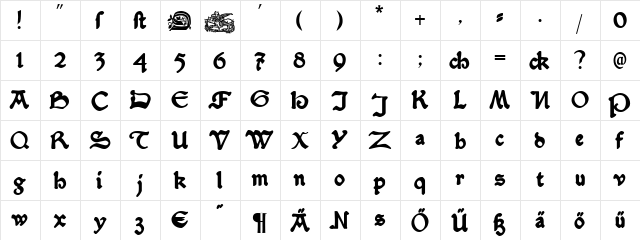 SerpentisBlack Regular  glyph index