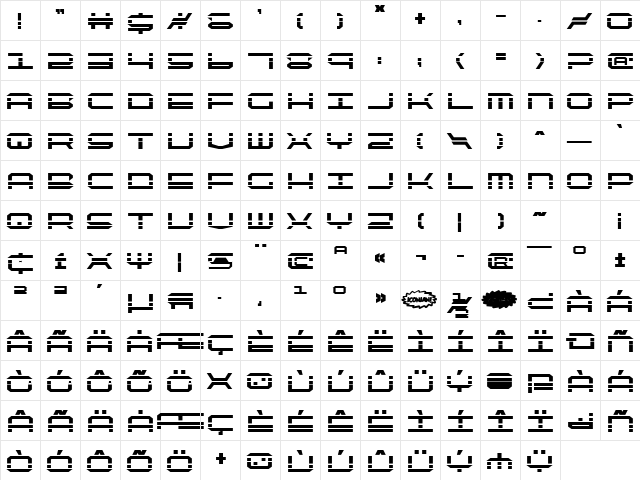 QuickQuick Bold Bold  glyph index