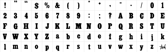 Casil Regular  glyph index
