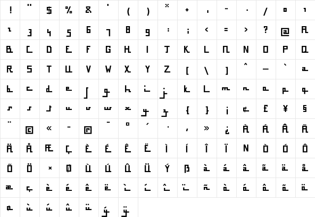 BousniCarre LT Std Medium Bold  glyph index