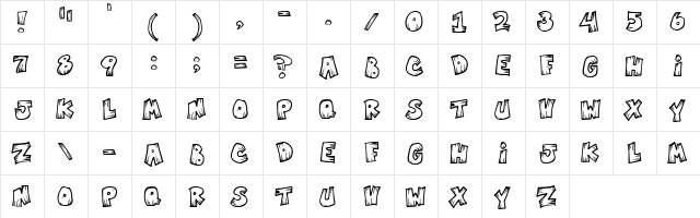 MisterVampire Regular  glyph index