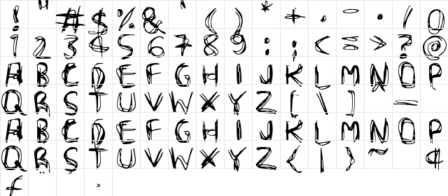 Scribble Wire Regular  glyph index