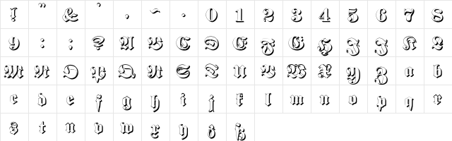 Proclamate Embossed Heavy  glyph index