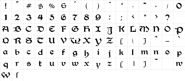 WorldeArcane Regular  glyph index