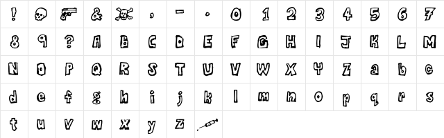 DeathPhont Regular  glyph index