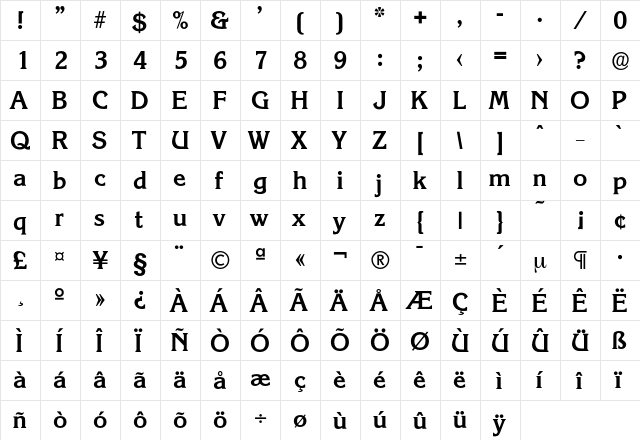 Korinth-DemiBold Regular  glyph index