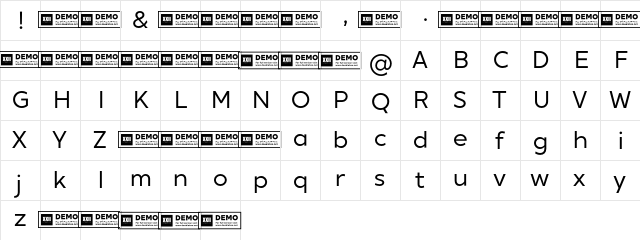XXII Geom DEMO Regular  glyph index