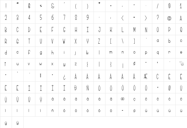 Brioche au Potiron Regular  glyph index