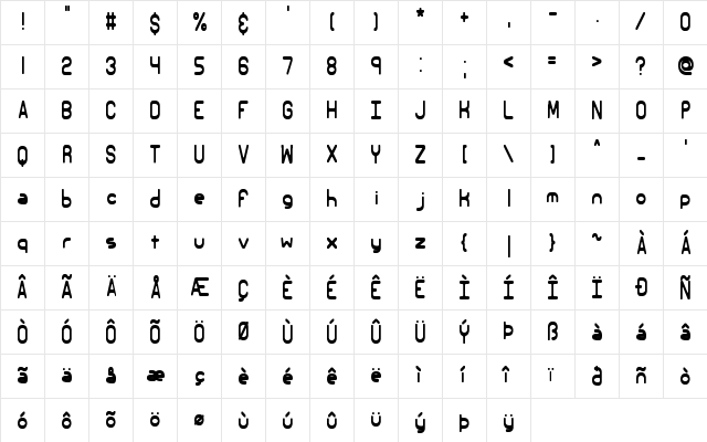 Elsewhere 2 BRK Regular  glyph index