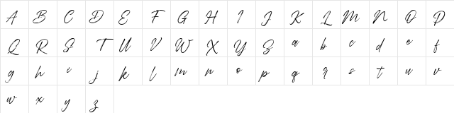 Abdillah FREE Regular  glyph index