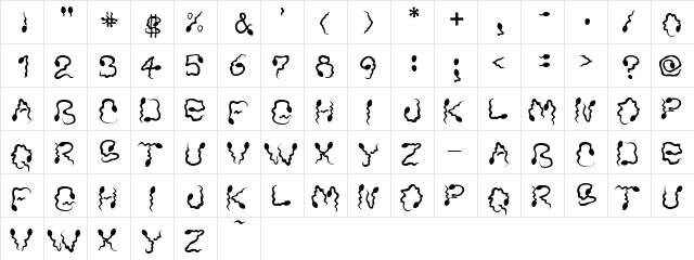 Monica'sDress Regular  glyph index