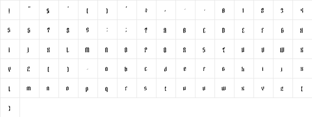 Vampirr Regular  glyph index