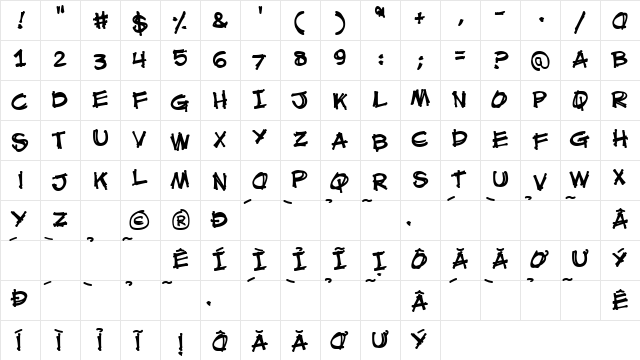 HL Fantasy1 Regular  glyph index