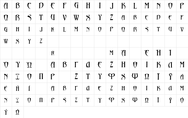 MSAladdin Normal  glyph index