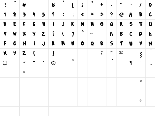 DENNE | Sketchy Regular  glyph index