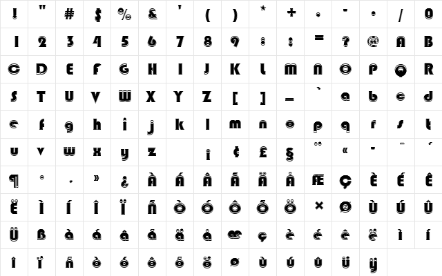 BlippoBlaDIn1 Regular  glyph index