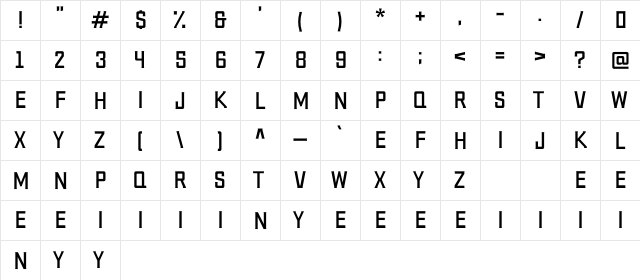 Uniform Regular Regular  glyph index