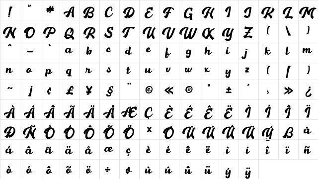 Hamelin Regular  glyph index
