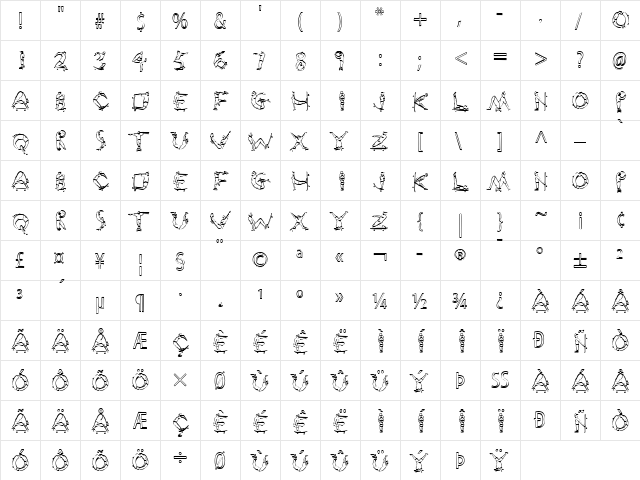 Rad Regular  glyph index