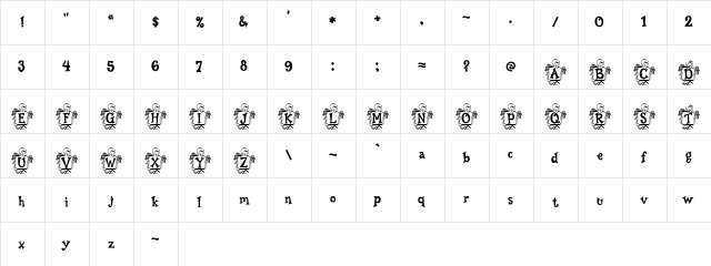 Darcy's Turkey Sandwich (Jeana's Dream)  glyph index