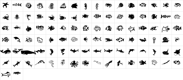 MiniPics LilFishies  glyph index