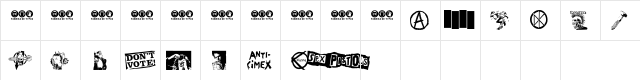 PUNK DINGBATS Regular  glyph index