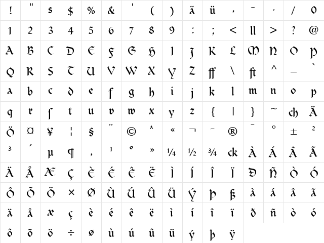 Clairvaux LT Dfr Regular  glyph index