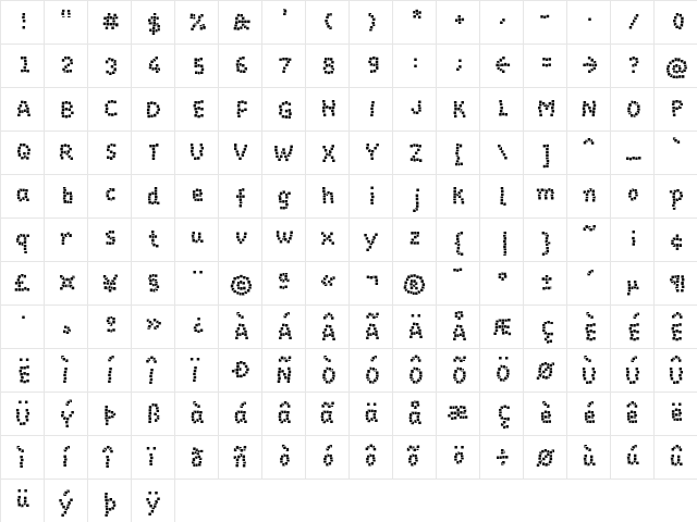 Baukasten Two  glyph index