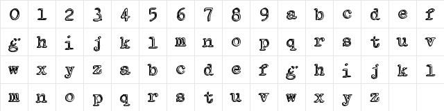 IndieRock Regular  glyph index