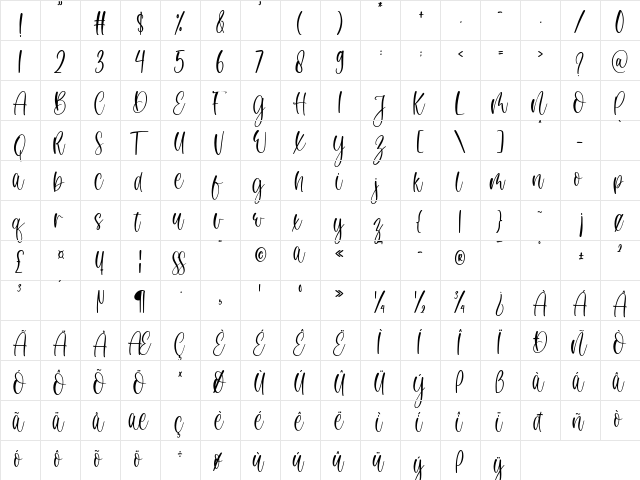 Christmas Dancing Regular  glyph index