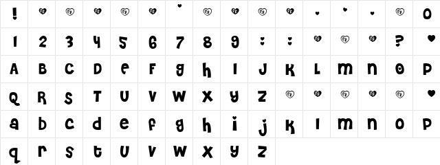Lovinotsh Regular  glyph index