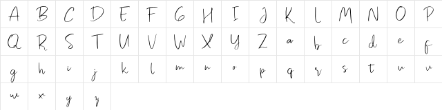 Pastelyn Demo Regular  glyph index