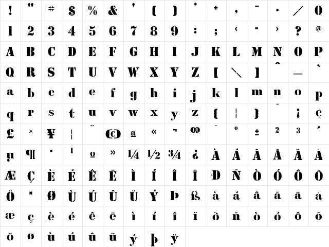 CutOutsFLF Regular  glyph index