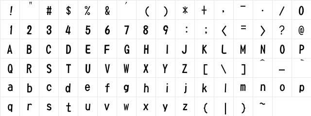DFPOP1W5U-B5 Regular  glyph index