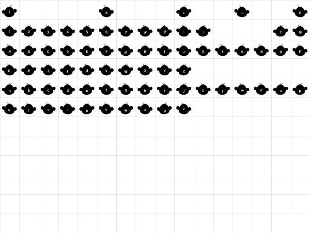 mi4Font Regular  glyph index