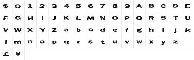 EastCity Regular  glyph index