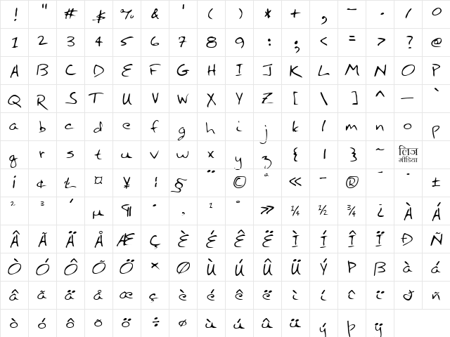 LEHN211 Regular  glyph index
