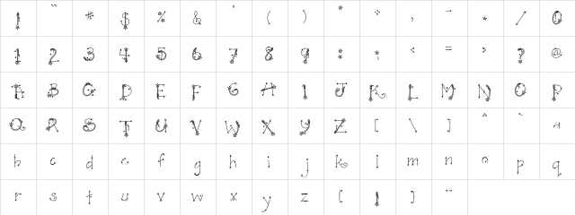 LD Stardust Regular  glyph index