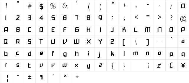 narita Regular  glyph index