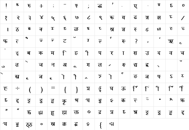 DevLys 030 Bold  glyph index