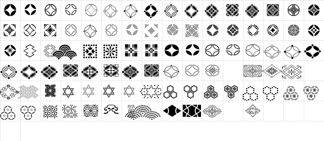 Seven Treasures Ornmnt ITC TT Regular  glyph index