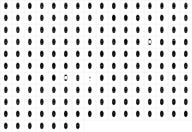 iChrono Academy Regular  glyph index
