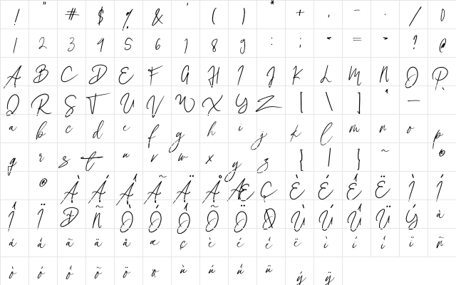 Wolussy Beauty Regular  glyph index